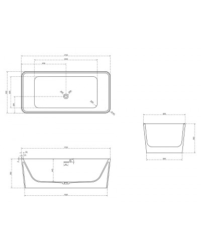 Ванна из искусственного камня Abber Stein 170x80 AS9623 без гидромассажа