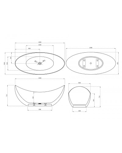 Ванна из искусственного камня Abber Stein 180x80 AS9633 без гидромассажа