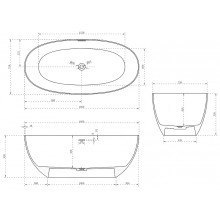 Ванна из искусственного камня Abber Stein 160x75 AS9624-1.6 без гидромассажа