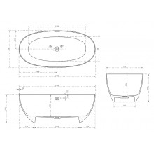 Ванна из искусственного камня Abber Stein 170x75 AS9624-1.7 без гидромассажа