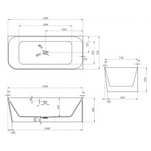 Ванна из искусственного камня Abber Stein 170x75 AS9621-1.7 R без гидромассажа