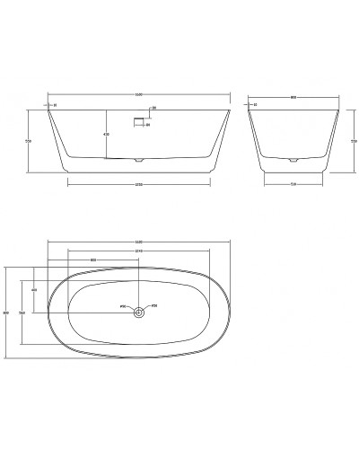 Ванна из искусственного камня Abber Stein 160x80 AS9606 без гидромассажа