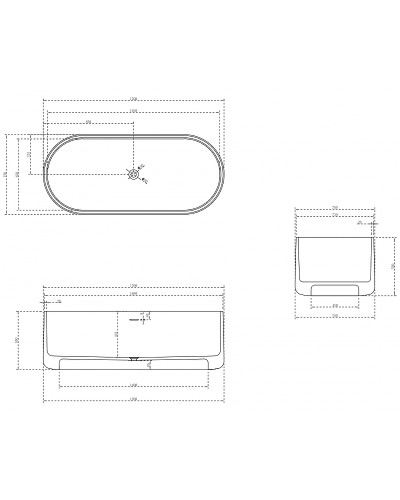 Ванна из искусственного камня Abber Stein 170x75 AS9607 без гидромассажа