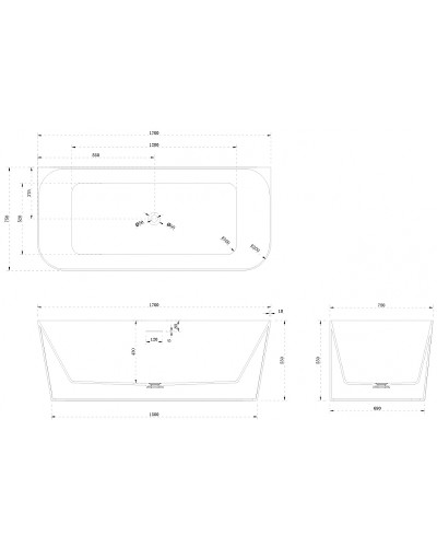 Ванна из искусственного камня Abber Stein 170x75 AS9617 без гидромассажа