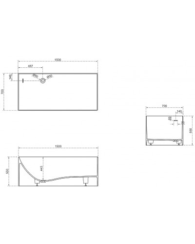 Ванна из искусственного камня Abber Stein 150x70 AS9640-1.5 без гидромассажа