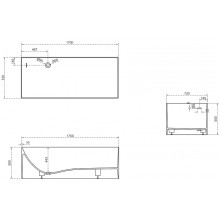 Ванна из искусственного камня Abber Stein 170x72 AS9640-1.7 без гидромассажа