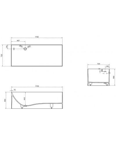 Ванна из искусственного камня Abber Stein 170x72 AS9640-1.7 без гидромассажа