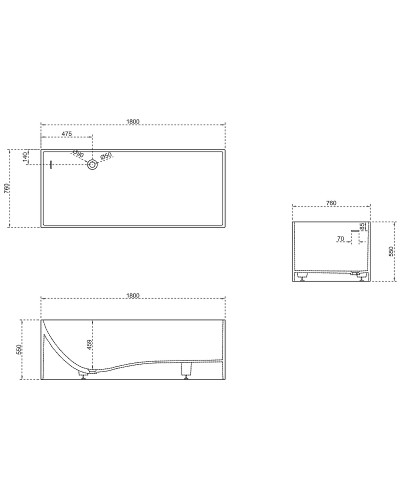 Ванна из искусственного камня Abber Stein 180x76 AS9642-1.8 без гидромассажа