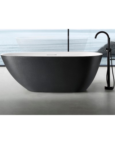 Ванна из искусственного камня Abber Dortmund 170x75 AM9911BW Черно-белая матовая без гидромассажа