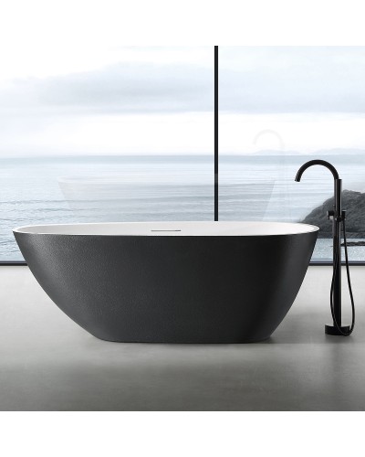 Ванна из искусственного камня Abber Dortmund 170x75 AM9911BW Черно-белая матовая без гидромассажа