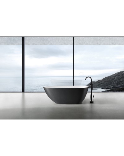 Ванна из искусственного камня Abber Dortmund 170x75 AM9911BW Черно-белая матовая без гидромассажа