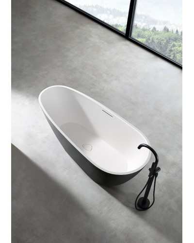 Ванна из искусственного камня Abber Dortmund 170x75 AM9911BW Черно-белая матовая без гидромассажа