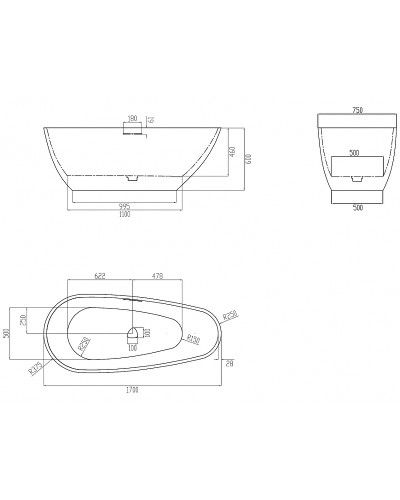 Ванна из искусственного камня Abber Dortmund 170x75 AM9911MBG Темно-зеленая матовая без гидромассажа