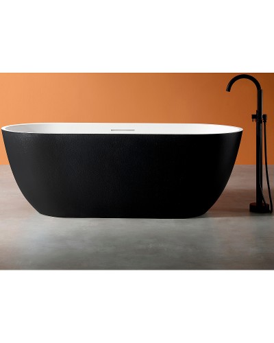 Ванна из искусственного камня Abber Frankfurt 170x75 AM9941BW Черно-белая матовая без гидромассажа