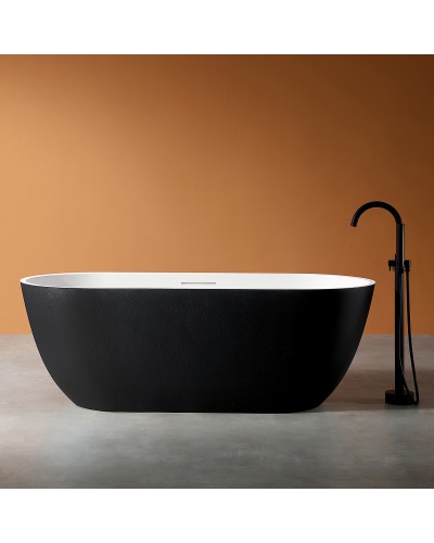 Ванна из искусственного камня Abber Frankfurt 170x75 AM9941BW Черно-белая матовая без гидромассажа