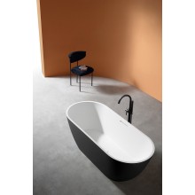 Ванна из искусственного камня Abber Frankfurt 170x75 AM9941BW Черно-белая матовая без гидромассажа