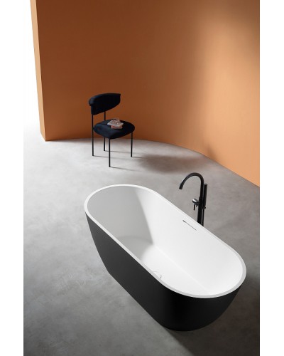 Ванна из искусственного камня Abber Frankfurt 170x75 AM9941BW Черно-белая матовая без гидромассажа