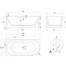 Ванна из искусственного камня Abber Stein 170x80 AS9651 L без гидромассажа