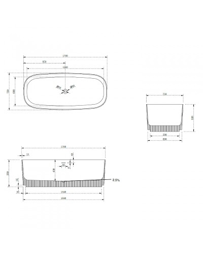 Ванна из искусственного камня Abber Stein 170x75 AS9601MS Песочная матовая без гидромассажа