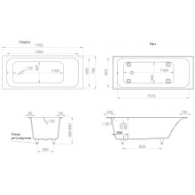 Ванна из литьевого мрамора 170x70 см Salini S-Sense Orlanda 102011M
