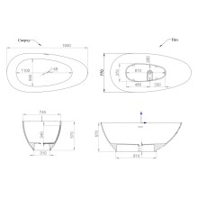 Ванна из литьевого мрамора 160x77 см Salini S-Sense Paola 101511M
