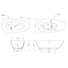 Ванна из литьевого мрамора 160x77 см Salini S-Sense Paola IN 101611G