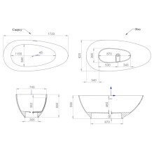 Ванна из литьевого мрамора 172x82,5 см Salini S-Sense Paola 101512G