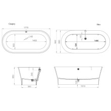 Ванна из литьевого мрамора 177,5x83 см Salini S-Sense Zoe 100311G