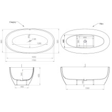 Ванна из литьевого мрамора 176x92 см Salini S-Sense Luce 100111G
