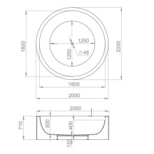 Ванна из литьевого мрамора 200x200 см Salini S-Sense Isola 101111M