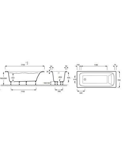 Ванна из материала Flight Jacob Delafon Elite 170x70 E6D030RU-00 без гидромассажа