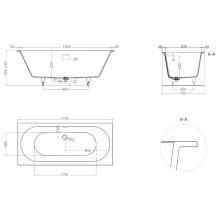 Ванна из литьевого мрамора 170,5x75,5 см Salini S-Sense Ornella Axis Kit 103513G