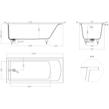 Ванна из литьевого мрамора 169,8x75 см Salini S-Sense Cascata Kit 104313M