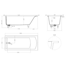 Ванна из литьевого мрамора 180x80 см Salini S-Sense Cascata Kit 104513M