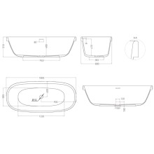Ванна из литьевого мрамора 180x80 см Salini S-Stone Greca In 104821M
