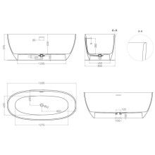 Ванна из литьевого мрамора 160x80 см Salini S-Sense Alda 101913G