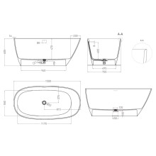 Ванна из литьевого мрамора 150x75 см Salini S-Sense Sofia, покраска по RAL полностью 102518GRF