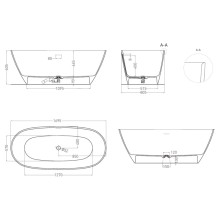 Ванна из литьевого мрамора 169,5x80,5 см Salini S-Sense Sofia, покраска по RAL полностью 102516GRF