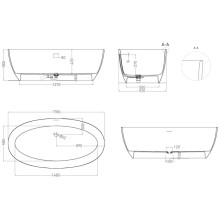 Ванна из литьевого мрамора 178x92 см Salini S-Sense Alda, покраска по RAL полностью 101911GRF