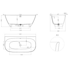 Ванна из литьевого мрамора 160x80 см Salini S-Sense Sofia Wall, покраска по RAL полностью 102517GRF
