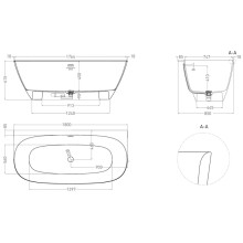 Ванна из литьевого мрамора 180x85 см Salini S-Sense Sofia Wall, покраска по RAL полностью