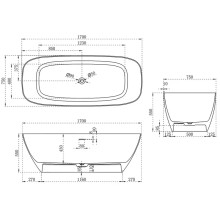 Ванна из литьевого мрамора 170x75 см Vincea VBT-6S02MW
