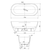 Ванна из литьевого мрамора CEZARES TITAN-ROUND-170-75-57