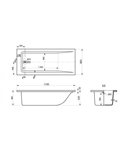 Ванна из литьевого мрамора Delice Diapason 170х80 DLR330007