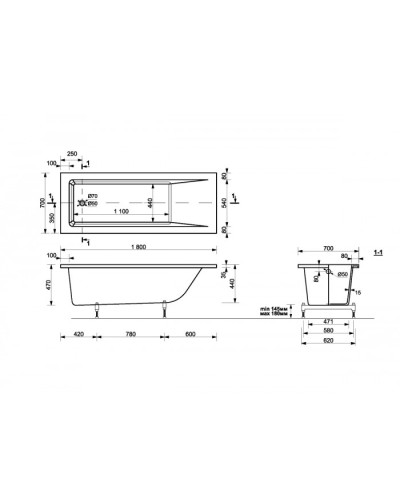 Ванна из литьевого мрамора Delice Diapason 180х70 DLR330008