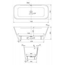 Ванна из литьевого мрамора CEZARES TITAN-SQUARE-170-70-57