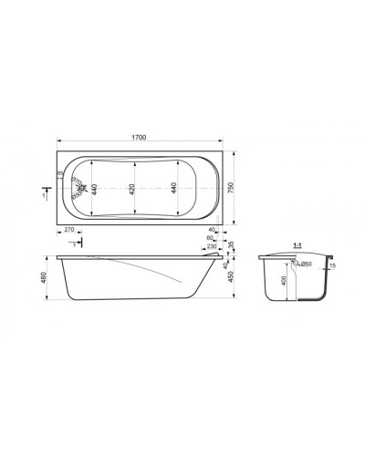 Ванна из литьевого мрамора Delice Triumph 170х75 DLR330011